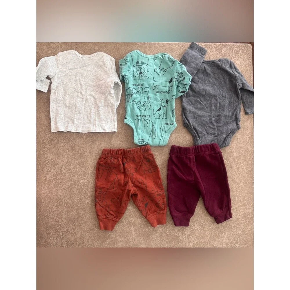 Carter's Boys 3M Fall Winter Clothes Lot 9 Pc Sleepers Bodysuits Outfit Set